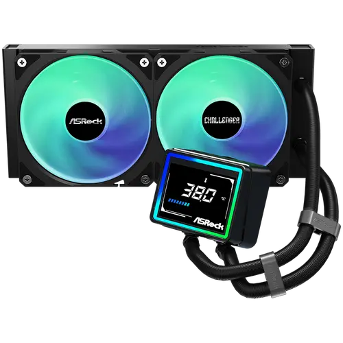 Asrock Challenger 240 Digital, AiO liquid cooler, ARGB, Digital display, 240 mm radiator, AM5, AM4, LGA1851, LGA1700, 90-ACLA36-BAAGA6, Black, 6Y - image 2