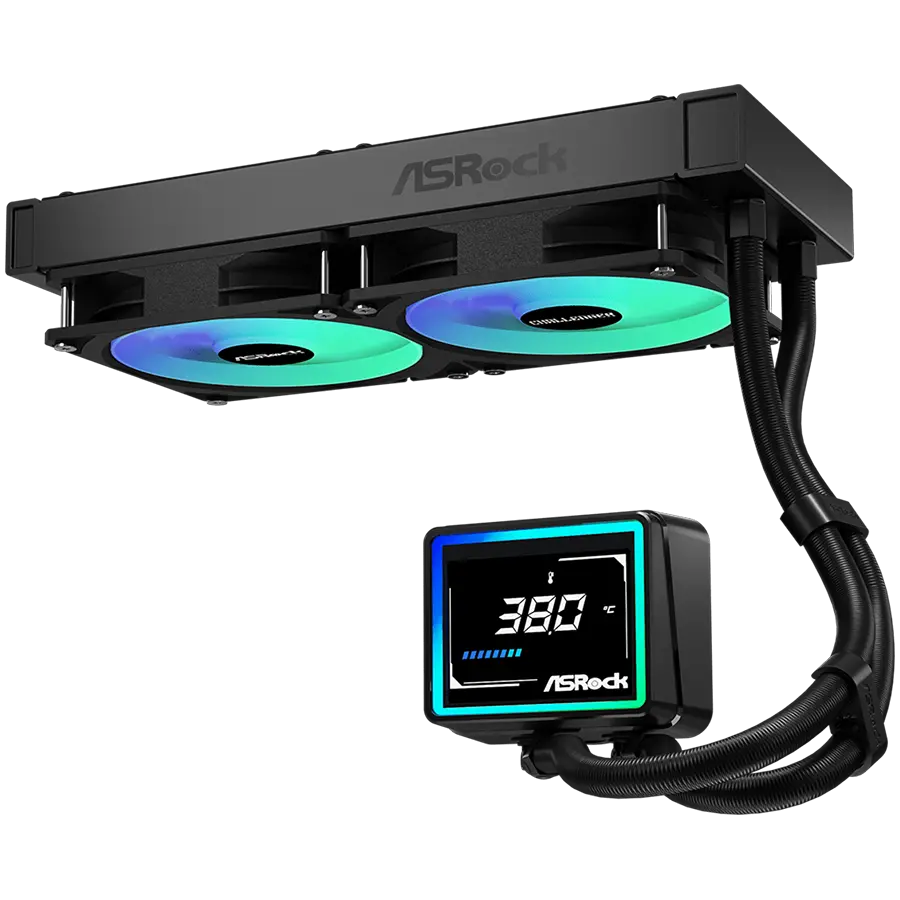Asrock Challenger 240 Digital, AiO liquid cooler, ARGB, Digital display, 240 mm radiator, AM5, AM4, LGA1851, LGA1700, 90-ACLA36-BAAGA6, Black, 6Y - image 3
