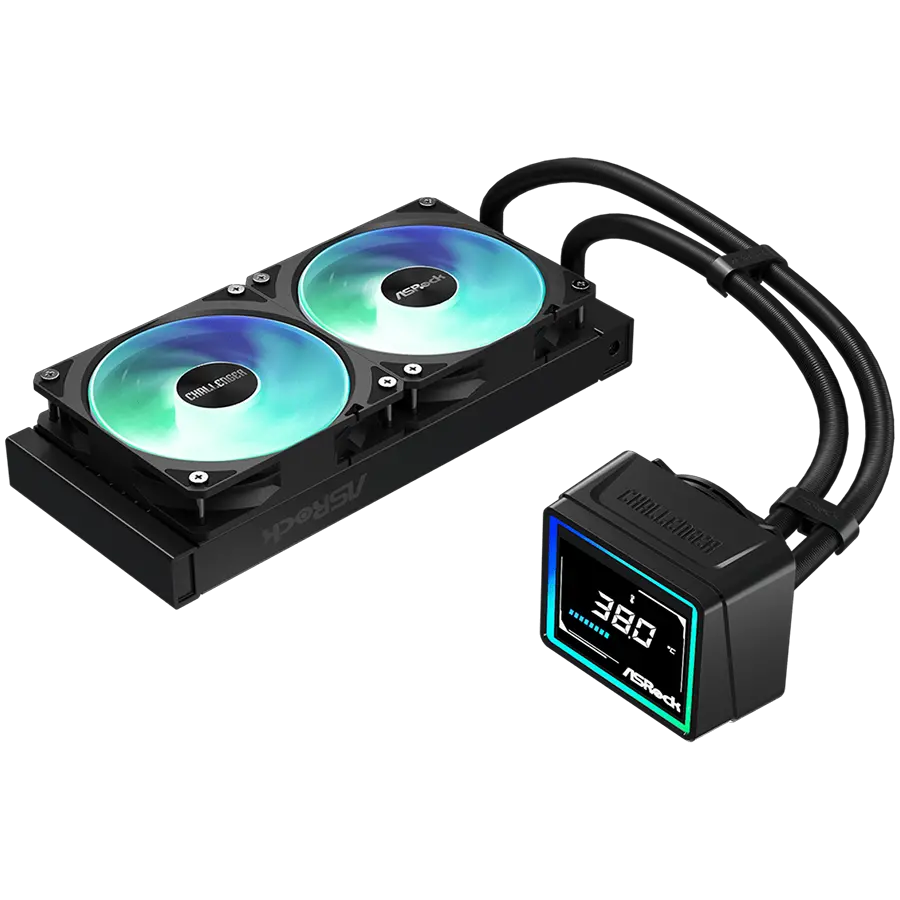 Asrock Challenger 240 Digital, AiO liquid cooler, ARGB, Digital display, 240 mm radiator, AM5, AM4, LGA1851, LGA1700, 90-ACLA36-BAAGA6, Black, 6Y - image 4