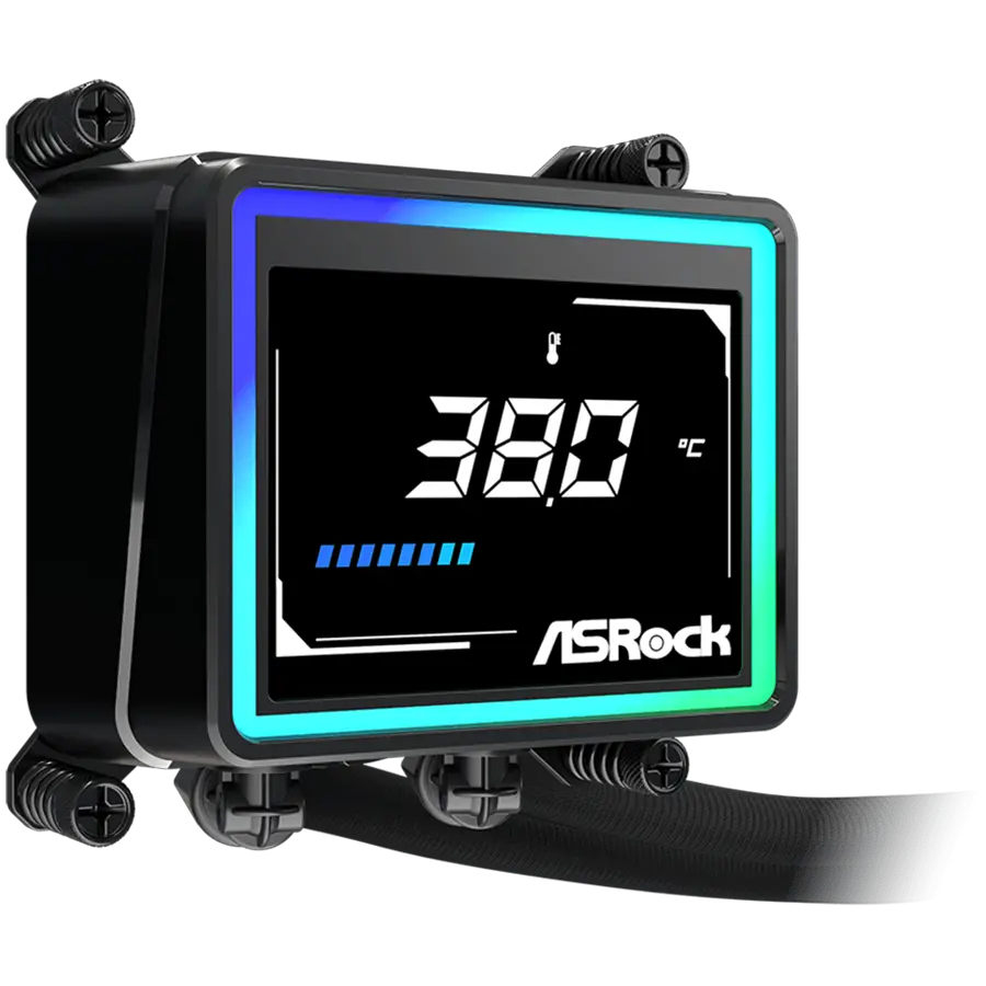 Asrock Challenger 240 Digital, AiO liquid cooler, ARGB, Digital display, 240 mm radiator, AM5, AM4, LGA1851, LGA1700, 90-ACLA36-BAAGA6, Black, 6Y - image 6