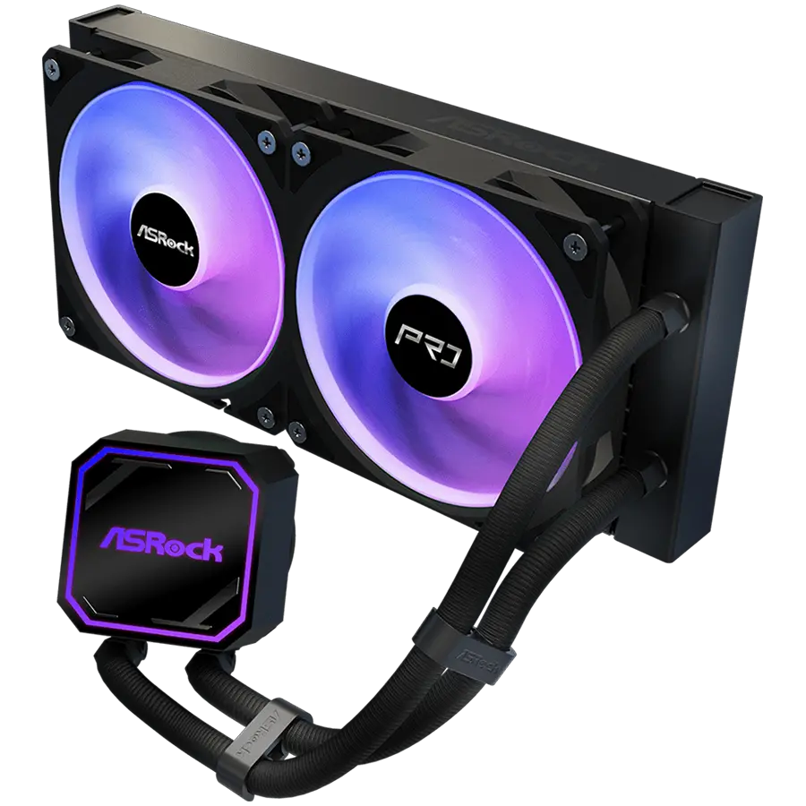 Asrock Pro 240 ARGB, AiO liquid cooler, 240 mm radiator, AM5, AM4, LGA1851, LGA1700, 90-APRA36-BAAGA6, Black, 6Y - image 1