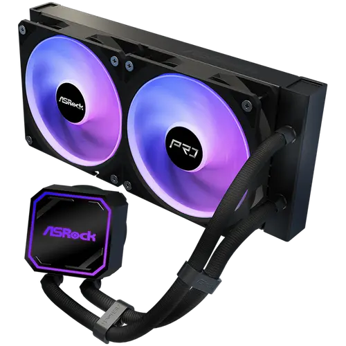 Asrock Pro 240 ARGB, AiO liquid cooler, 240 mm radiator, AM5, AM4, LGA1851, LGA1700, 90-APRA36-BAAGA6, Black, 6Y - image 1