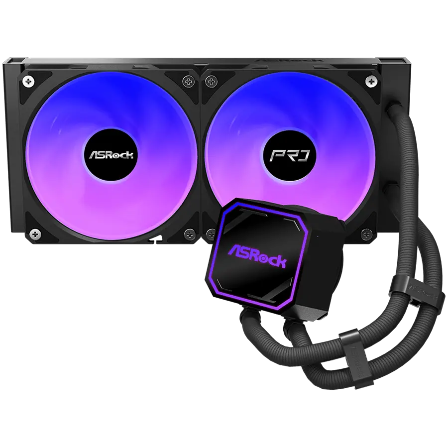 Asrock Pro 240 ARGB, AiO liquid cooler, 240 mm radiator, AM5, AM4, LGA1851, LGA1700, 90-APRA36-BAAGA6, Black, 6Y - image 2