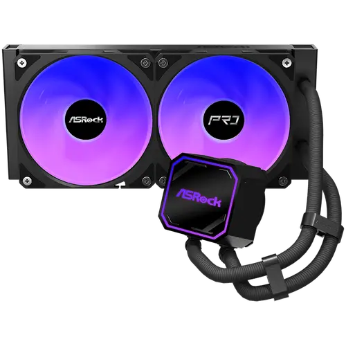 Asrock Pro 240 ARGB, AiO liquid cooler, 240 mm radiator, AM5, AM4, LGA1851, LGA1700, 90-APRA36-BAAGA6, Black, 6Y - image 2