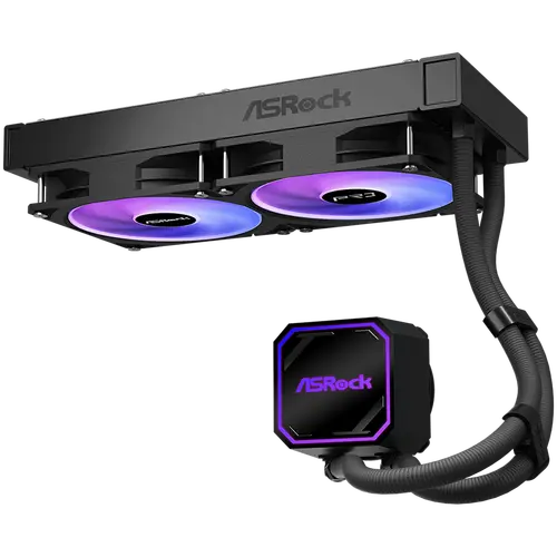 Asrock Pro 240 ARGB, AiO liquid cooler, 240 mm radiator, AM5, AM4, LGA1851, LGA1700, 90-APRA36-BAAGA6, Black, 6Y - image 3