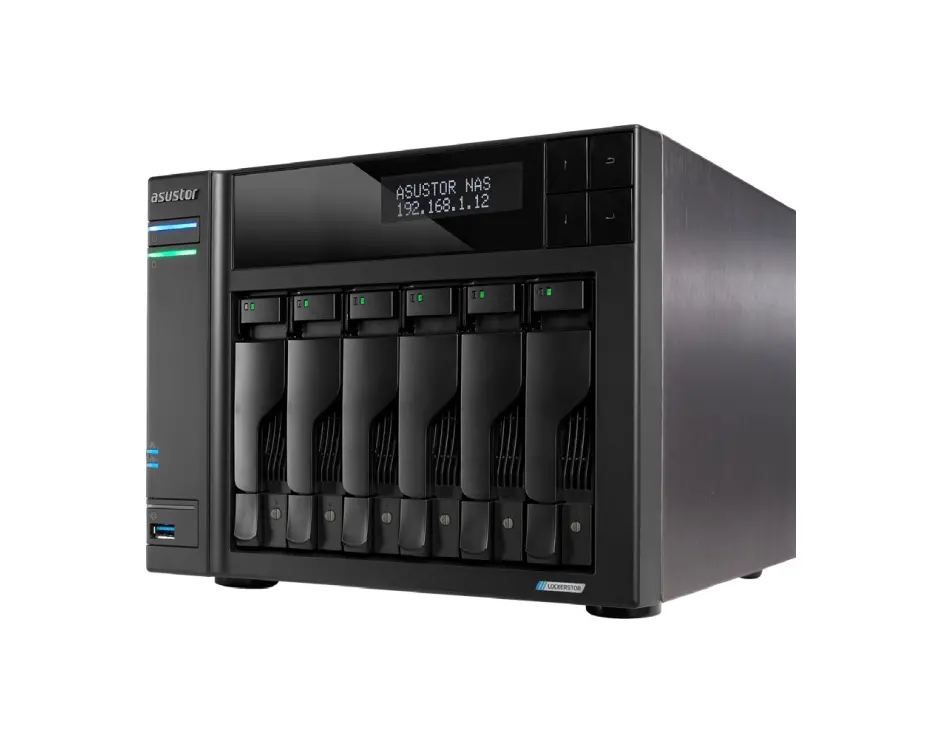 Мрежов сторидж, Asustor Lockerstor AS6706, 6 Bay NAS, Intel Jasper Lake Quad-Core 2.0GHz, 8GB RAM DDR4, 5GbEx2, M.2 SSD Slots x 4 (Diskless), USB 2.0, USB 3.2 Gen 2x2, Toolless installation, with hot-swappable tray, hardware encryption, MyArchive, EZ connect, EZ Sync