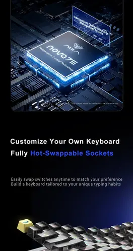 Aula геймърска механична клавиатура Wireless Gaming Mechanical Keyboard NOVA 75 - Star Vector Switch [Linear] (English US), White - image 13