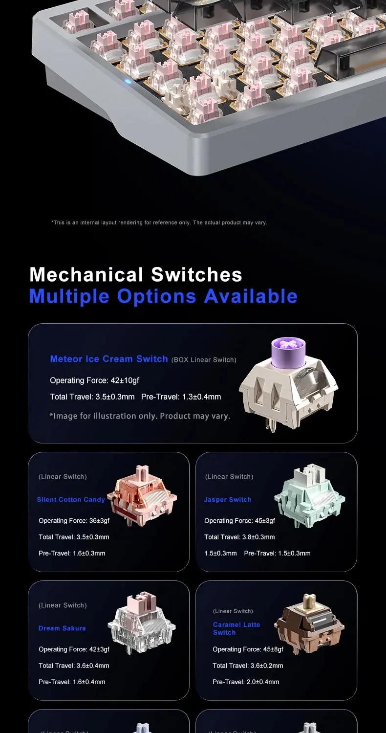 Aula геймърска механична клавиатура Wireless Gaming Mechanical Keyboard NOVA 75 - Star Vector Switch [Linear] (English US), White - image 14