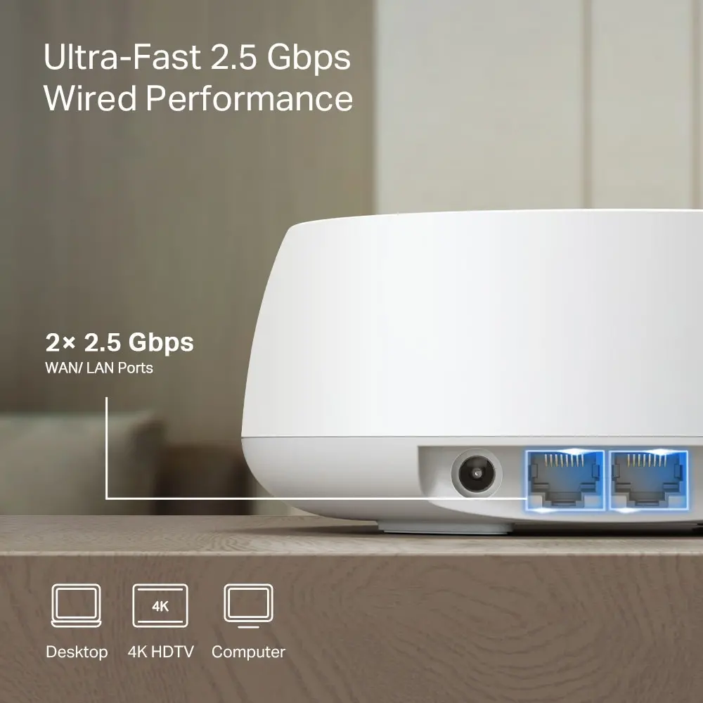 Безжичен рутер TP-LINK Deco BE25(1-pack), BE3600, 2x 2.5GbE, Wi-Fi 7 - image 4