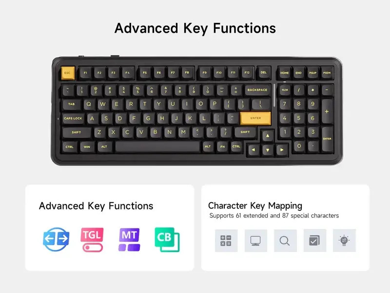 MCHOSE геймърска механична клавиатура Wireless Gaming Mechanical Keyboard MC-K99 V3 - Icy Creamsicle Switch [Linear] (English US), Glacier Gradient - image 5