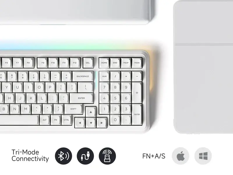 MCHOSE геймърска механична клавиатура Wireless Gaming Mechanical Keyboard MC-K99 V3 - Icy Creamsicle Switch [Linear] (English US), Glacier Gradient - image 9