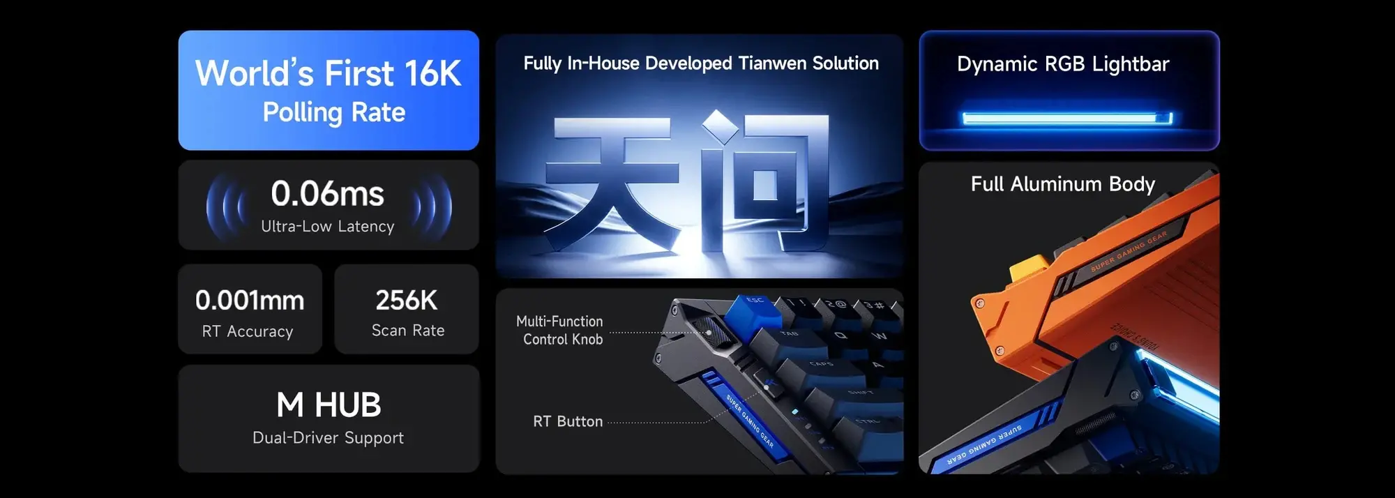 MCHOSE геймърска механична клавиатура Gaming Mechanical Keyboard Ace 68 Turbo - 16K, Mount Tai Magnetic Switch GT [Tactile] (English US), Black - image 7