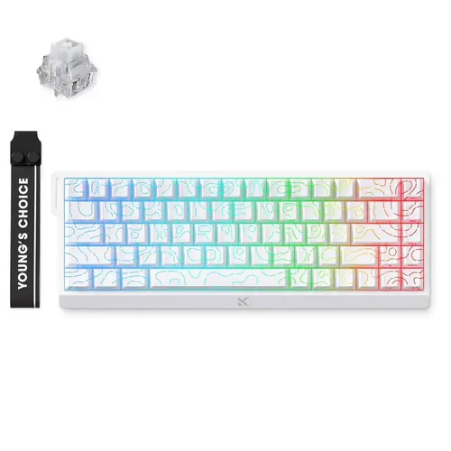 MCHOSE геймърска механична клавиатура Gaming Mechanical Keyboard Ace 68 - 8K, Ice Rhino Magnetic Switch [Linear] (English US), White - image 1