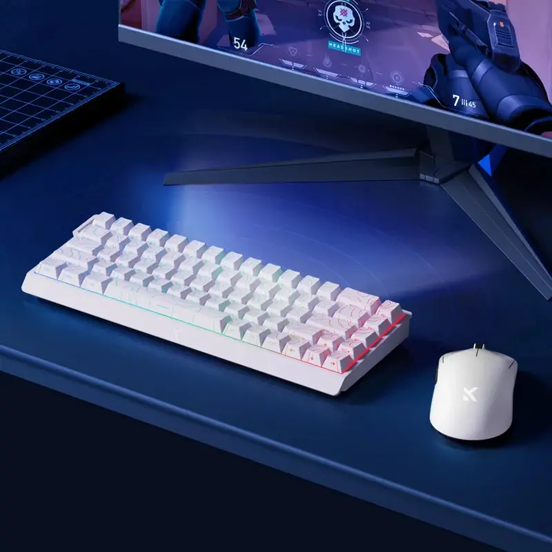 MCHOSE геймърска механична клавиатура Gaming Mechanical Keyboard Ace 68 - 8K, Ice Blue Magnetic Switch [Linear] (English US), White - image 6