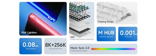 MCHOSE геймърска механична клавиатура Gaming Mechanical Keyboard Ace 68 Air - 8K, Mount Tai Magnetic Switch GT [Tactile] (English US), White - image 10
