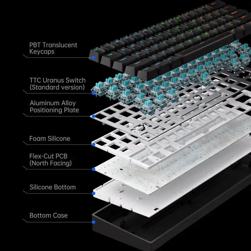 MCHOSE геймърска механична клавиатура Gaming Mechanical Keyboard Ace 60 Pro - 8K, KTEK Magnetic Switch [Linear] (English US), Black - image 5