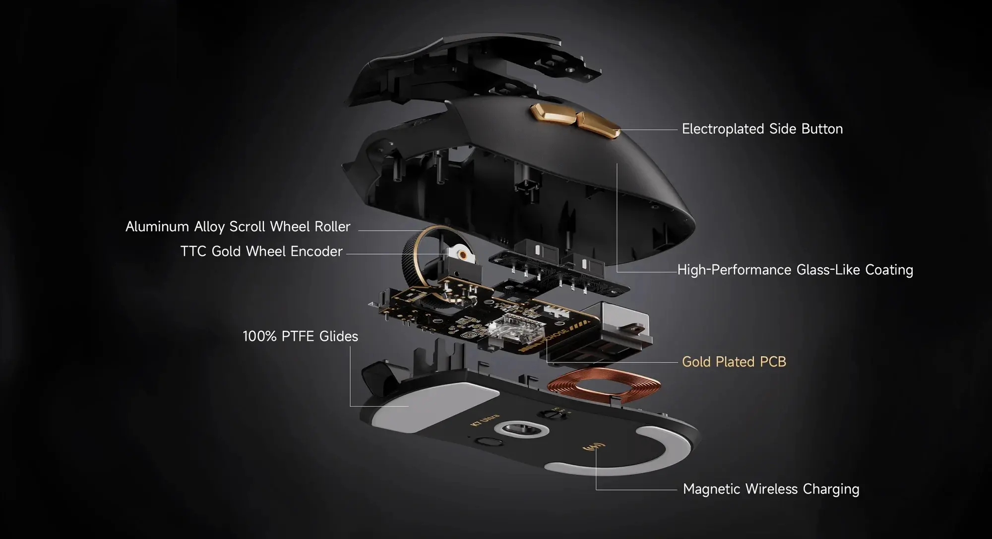 MCHOSE професионална геймърска мишка K7 Ultra Black - Wireless Gaming Mouse - Dual 8K, Omron Mechanical, Magnetic Charging Dock - image 11