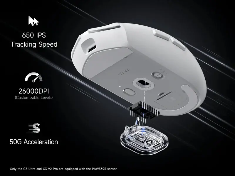 MCHOSE професионална геймърска мишка G3 V2 White - Wireless Gaming Mouse - 1K, Omron Mechanical - image 5