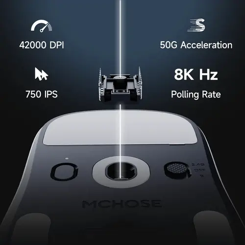 MCHOSE професионална геймърска мишка A7 V2 Ultra White - Wireless Gaming Mouse - Dual 8K, Omron Mechanical - image 11