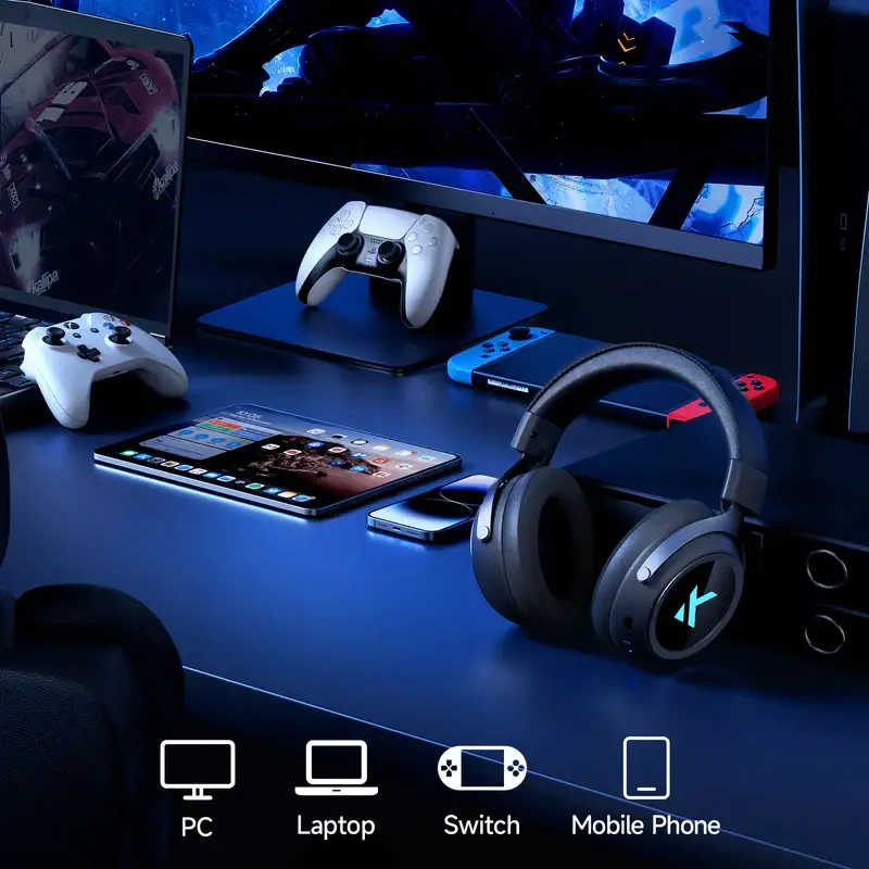 MCHOSE безжични геймърски слушалки Wireless Gaming Headphones - X9 Black - Bluetooth , 2.4G - image 8