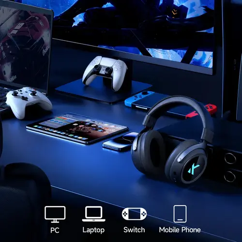 MCHOSE безжични геймърски слушалки Wireless Gaming Headphones - X9 Black - Bluetooth , 2.4G - image 8