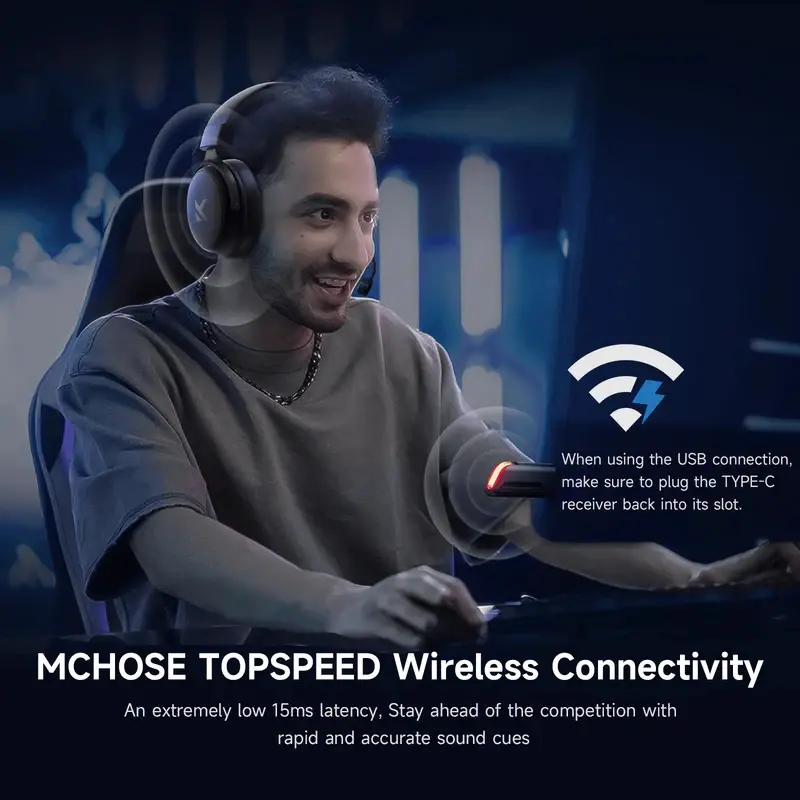 MCHOSE безжични геймърски слушалки Wireless Gaming Headphones - V9 Pro Icy White - Bluetooth , 2.4G - image 3
