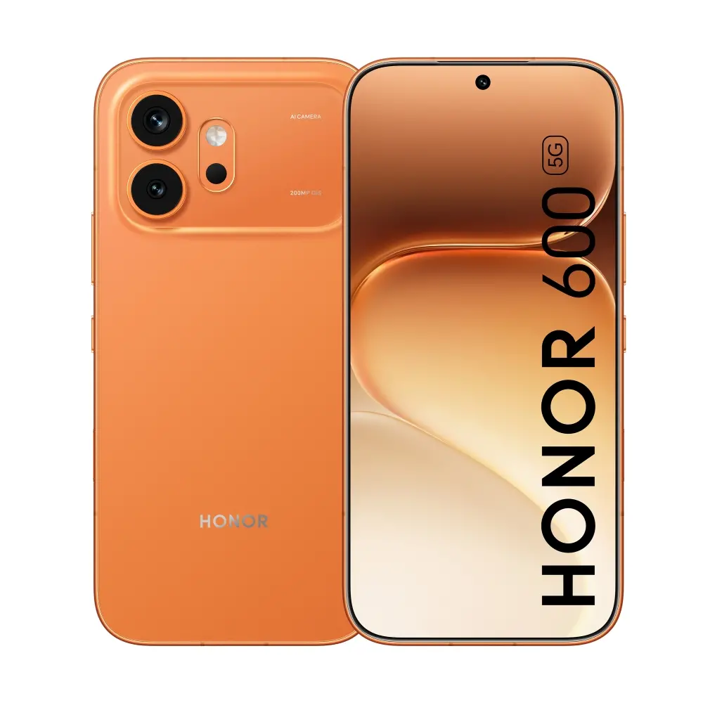 Мобилен телефон, Honor 600 512GB Orange, 6.57" 120Hz Amoled straight display, 2728x1264, Qualcomm Snapdragon 7 Gen 4 (1x2.8GHz+4x2.4GHz+3x 1.8GHz), 8GB, 512GB, 200+12MP/50MP, 6400mAh, Google Gemini,FPT, BT, USB Type-C,Android 16, AI - powered MagicOS