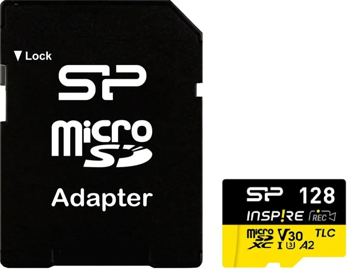 Карта памет Silicon Power microSDXC Inspire 128GB, Class 10, UHS-I U3, V30, A1, A2 с адаптер SD - image 1