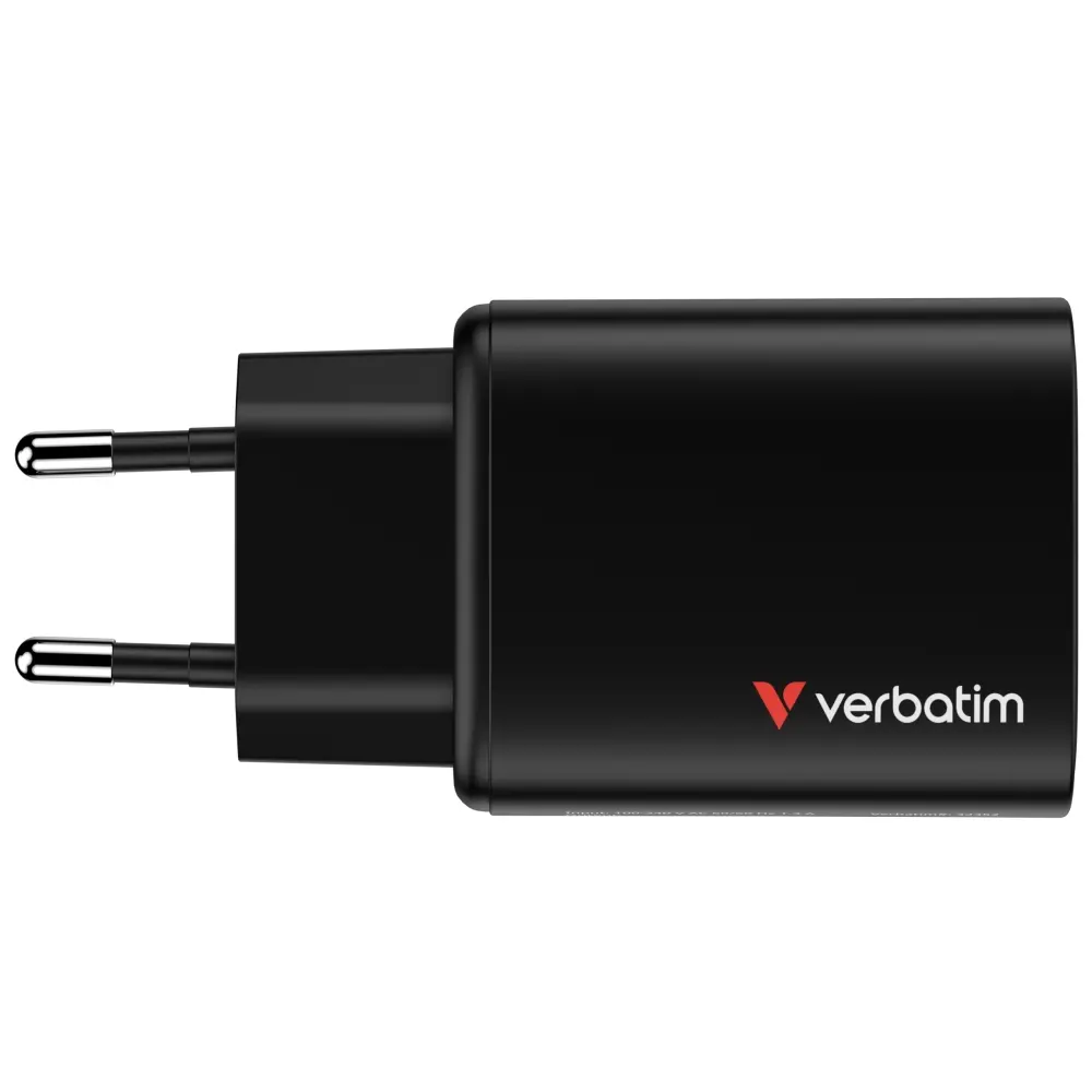 Зарядно устройство, Verbatim Essentials GaN Charger 65W EU plug Black - image 1