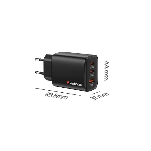 Зарядно устройство, Verbatim Essentials GaN Charger 65W EU plug Black - image 6