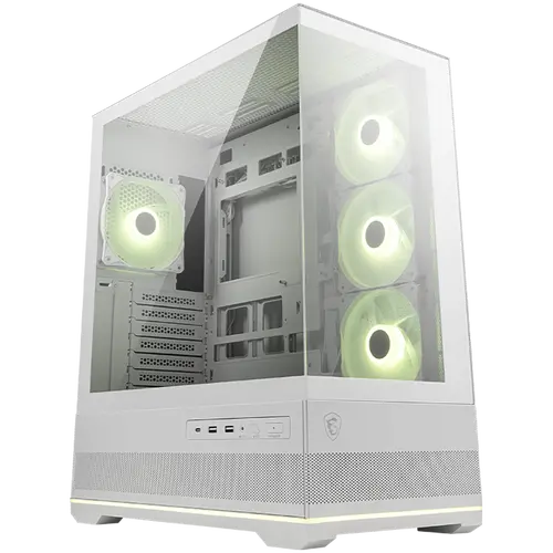 MSI MAG PANO 110R PZ WHITE, Mid-Tower, ATX/M-ATX/ITX, 2x USB 3.2, 1x USB Type-C 20Gbs, 1x Audio/Mic, LED Button, ARGB Hub, 4x 120mm ARGB Fans, ARGB Fan Hub, Mesh Panel, Tempered Glass, White
