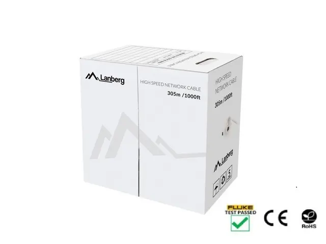 Кабел, Lanberg LAN Cable CAT.5E UTP 305M Solid Cu Blue Fluke
