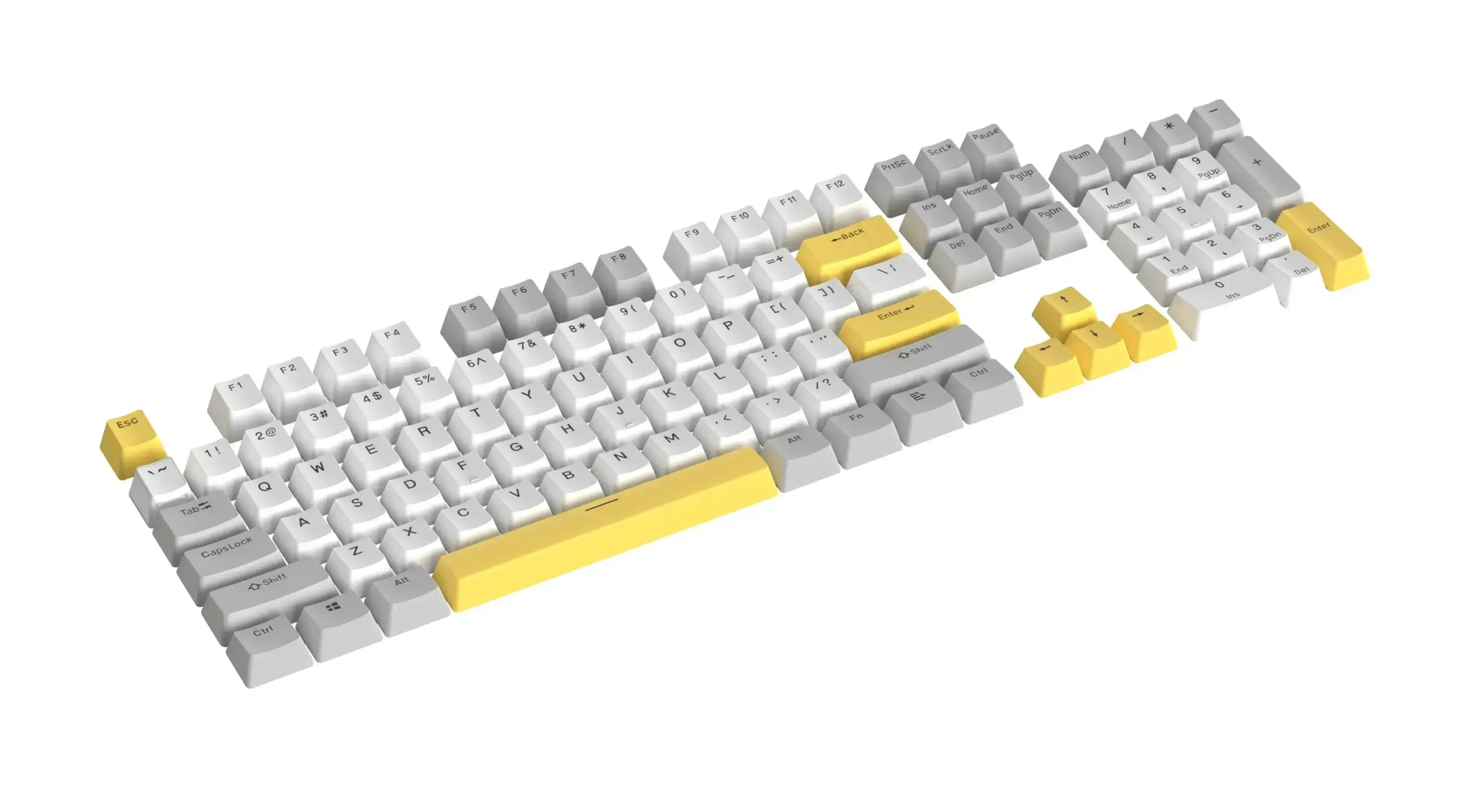 Marvo капачки за клавиатура Custom Keycap Set PBT, 104 keys, White, Yellow, Gray - MARVO-KP-04-YL - image 1