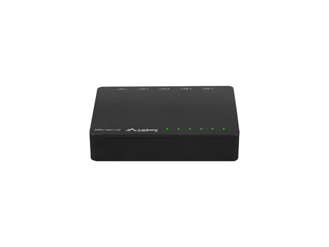 Комутатор, Lanberg Switch DSP2-1005-12V 5X 1Gb/S Unmanaged Gigabit Ethernet Desktop 12V - image 1