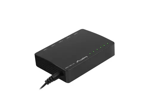 Комутатор, Lanberg Switch DSP2-1005-12V 5X 1Gb/S Unmanaged Gigabit Ethernet Desktop 12V