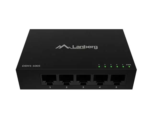 Комутатор, Lanberg switch DSM1-1005 5-port, 1GB/s 12V Metal case