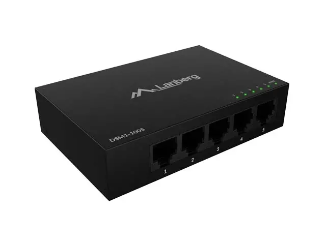 Комутатор, Lanberg switch DSM1-1005 5-port, 1GB/s 12V Metal case - image 2