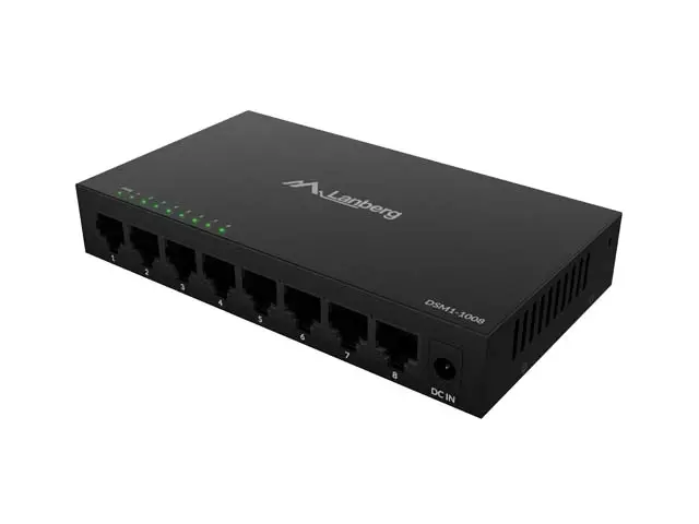 Комутатор, Lanberg switch DSM1-1008 8-port, 1GB/s 12V Metal case