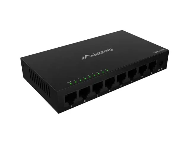 Комутатор, Lanberg switch DSM1-1008 8-port, 1GB/s 12V Metal case - image 1