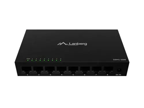 Комутатор, Lanberg switch DSM1-1008 8-port, 1GB/s 12V Metal case - image 4