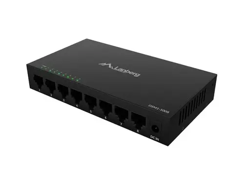 Комутатор, Lanberg switch DSM1-1008 8-port, 1GB/s 12V Metal case