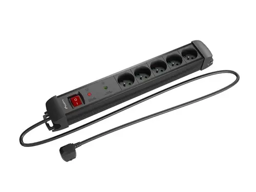 Разклонител, Lanberg Surge Protector SP1 5M 5 x French Outlets Black - image 1