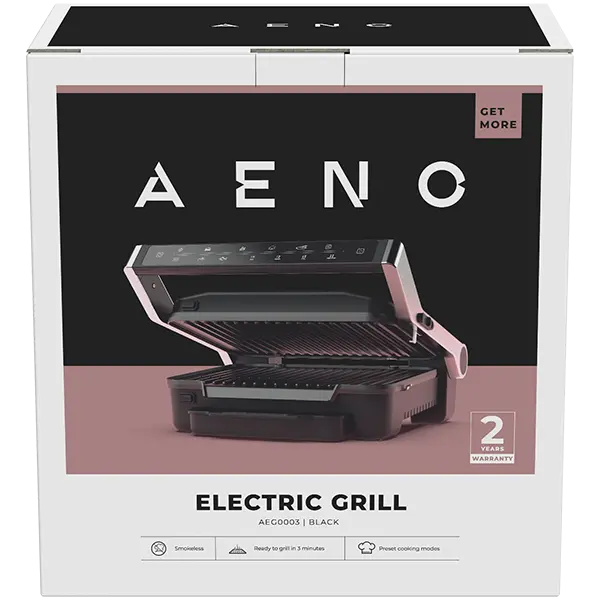 AENO Electric Grill EG3: 2000W, 7 automatic programs +Manual mode, 4 Degrees of Roast, Color indication, Removable plates Plate size 292*230mm - image 1