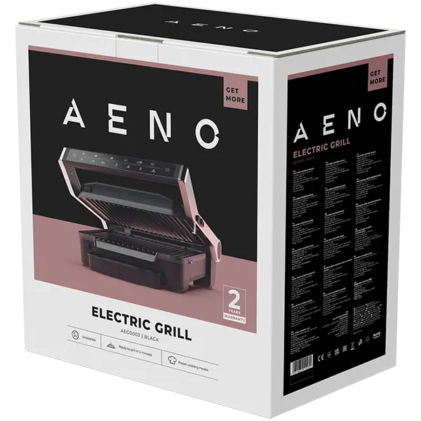 AENO Electric Grill EG3: 2000W, 7 automatic programs +Manual mode, 4 Degrees of Roast, Color indication, Removable plates Plate size 292*230mm - image 2
