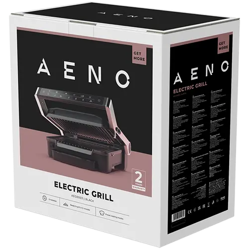 AENO Electric Grill EG3: 2000W, 7 automatic programs +Manual mode, 4 Degrees of Roast, Color indication,  Removable plates Plate size 292*230mm - image 2