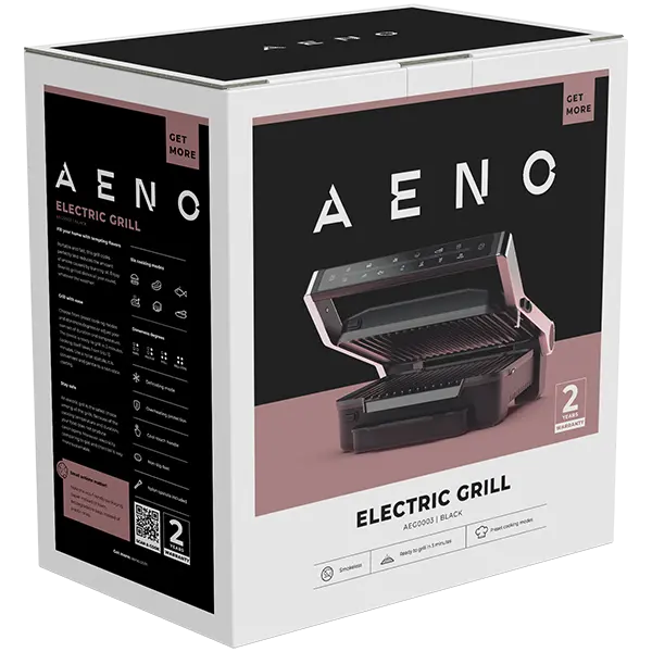AENO Electric Grill EG3: 2000W, 7 automatic programs +Manual mode, 4 Degrees of Roast, Color indication, Removable plates Plate size 292*230mm - image 3