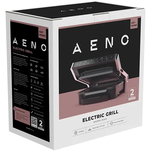 AENO Electric Grill EG3: 2000W, 7 automatic programs +Manual mode, 4 Degrees of Roast, Color indication,  Removable plates Plate size 292*230mm - image 3