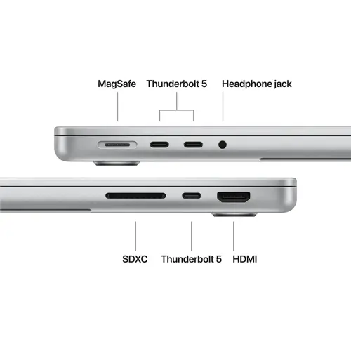 Лаптоп, Apple 14-inch MacBook Pro: Apple M5 Pro chip with 18-core CPU and 20-core GPU, 24GB, 2TB SSD - Silver - image 2