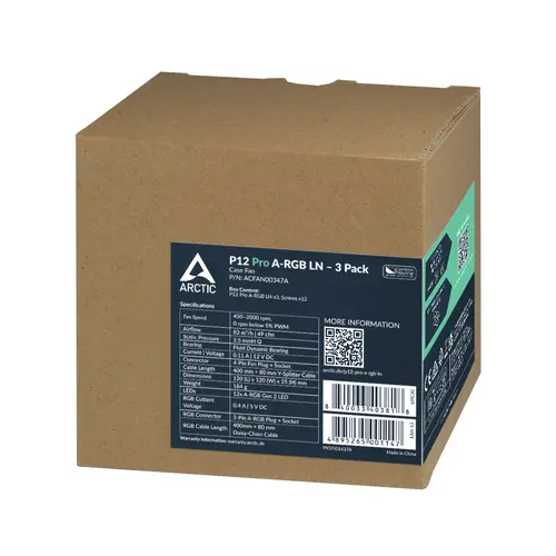 Комплект вентилатори ARCTIC P12 Pro A-RGB LN 120mm PWM 3-Pack - image 7