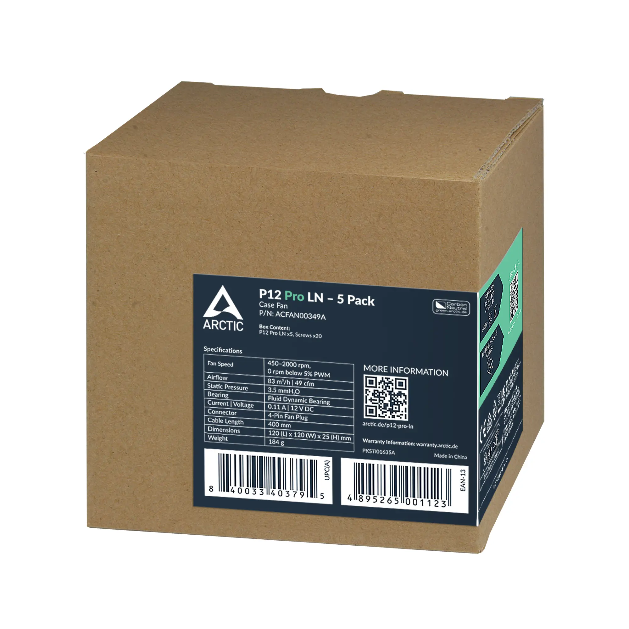 Комплект вентилатори ARCTIC P12 Pro LN 120mm PWM 5-Pack - image 6